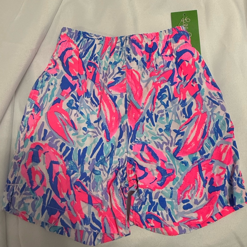 Boys Lilly Pulitzer Swim Trunks Cosmic Coral Cracked Up NWT Small